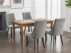 Rayon Cloth Flocking Linen Dining Chairs Channel Kitchen Dinner Chair Comfy Fabric Upholstered Accent Chair for Dining Room with Curved Solid Wood Legs,Set of 2 (Gray), SW1847GY - Grand Goldman Shop