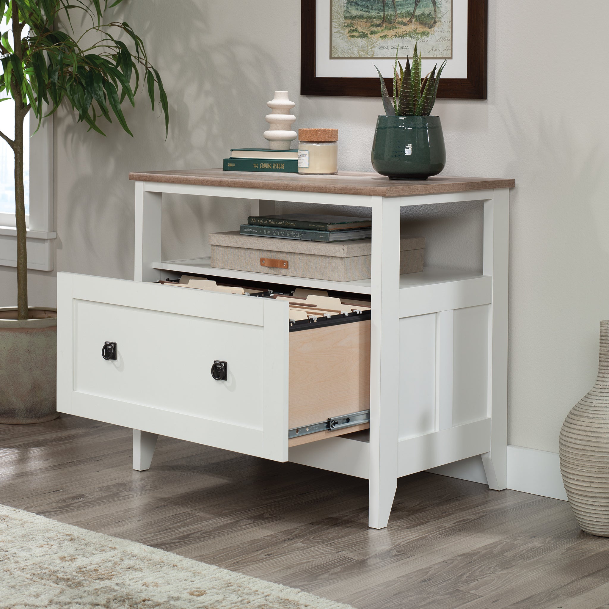 Lateral File with Large Drawer, White finish | Premium Home Decor - Grand Goldman