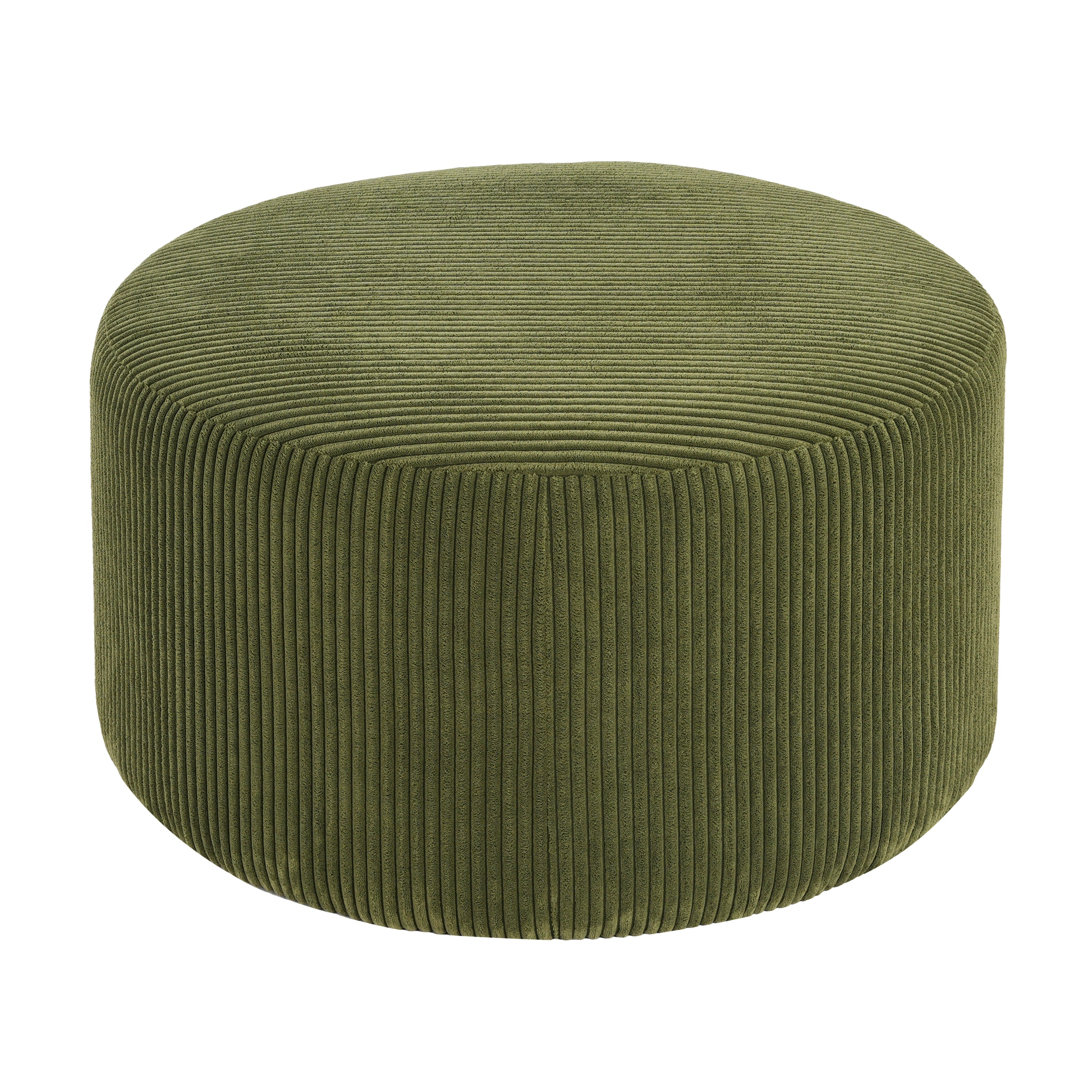 Upholstered Round Ottoman,Olive Green,Corduroy - Grand Goldman Shop