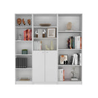 Poole 3 Piece Home Bookcase set, 67' Wide with 12 Shelves and 2-door Cabinet ,  Living Room Set  White - Grand Goldman