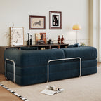 78.8' Compression Sofa,Convertible Floor Sofa Bed-with Pillow Back Support Armrest,Comfy Futon Couch Sleeper Bed,Loveseats Boneless Modular Sectional Sofa,Corduroy fabric,for Living Room,Bedroom,Blue - Grand Goldman Shop