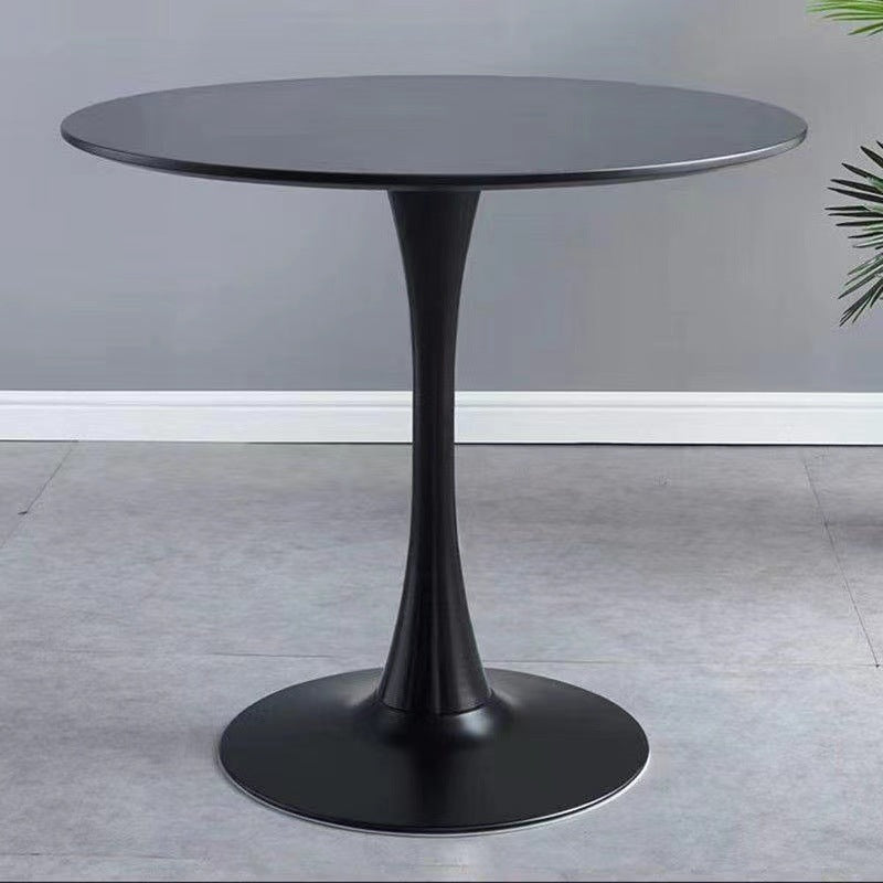 Black Round Table, Modern Dining Table, MDF Top and Steel Base Tulip Round Kitchen Table, Mid Century Coffee Table for Living Room 24 Inch, Kitchen Table, Oval Dining Table - Grand Goldman Shop