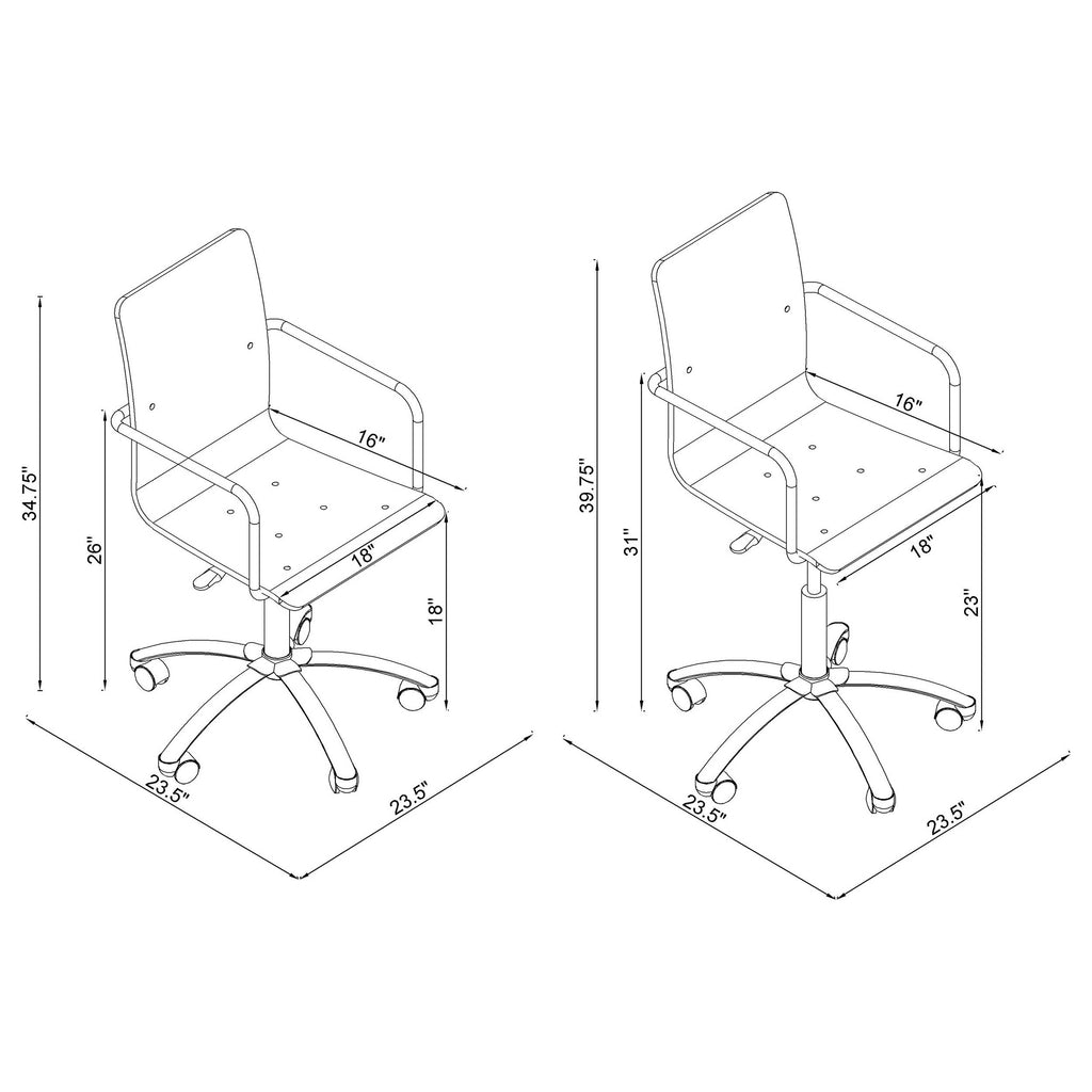 Clear and Chrome Acrylic Office Chair with Caster Wheels - Futuristic Design, Adjustable Height, Durable Metal Frame - Grand 