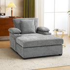 Modern Oversized Chair with Ottoman,Chenille Fabric Sofa Bed,Accent Chair Comfy Sofa with Cupholders and USB Charging Ports Chair for Living Room,Bedroom,Apartment - Grand Goldman Shop