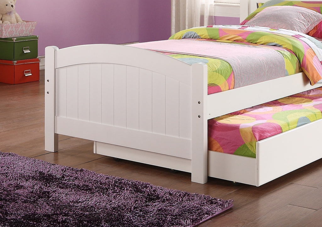 Twin Size Bed w/ Trundle Slats White Pine Plywood Kids Youth Bedroom Furniture - Grand Goldman