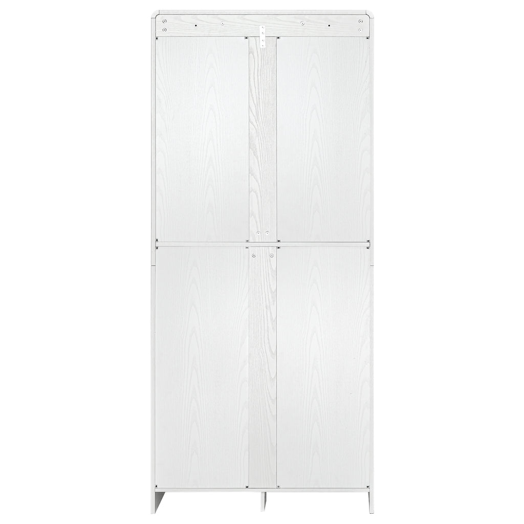 K&K 72' Tall Farmhouse Kitchen Pantry Cabinet with 8 Door Shelves, Curved Design Storage Cabinet with 3 Adjustable Shelves, Hidden Drawer, Versatile Cupboard for Kitchen, Dining & Bathroom, White - Grand Goldman Shop
