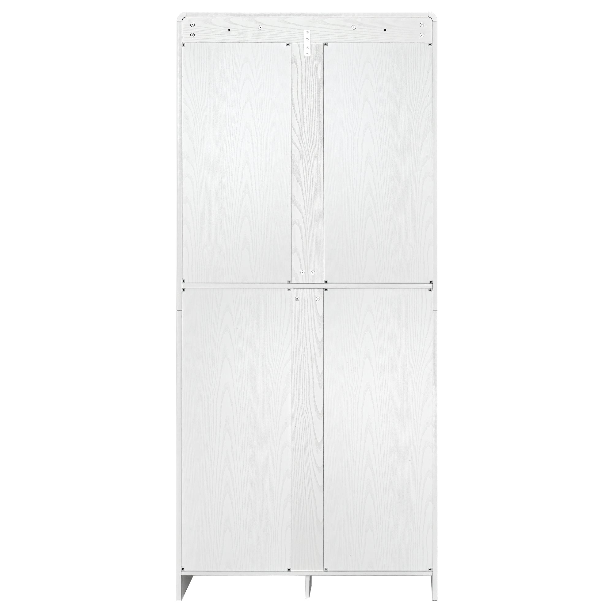 K&K 72' Tall Farmhouse Kitchen Pantry Cabinet with 8 Door Shelves, Curved Design Storage Cabinet with 3 Adjustable Shelves, Hidden Drawer, Versatile Cupboard for Kitchen, Dining & Bathroom, White - Grand Goldman Shop