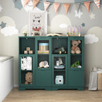 Modern MDF Painted Cabinet with Glass Doors and Drawer, Green, Bedroom Living Room Storage - Grand Goldman Shop