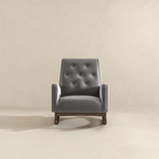 Premium Demetrius Light Grey Fabric Solid Wood Rocking Chair for Living Room and Nursery 36.6'H x 27.5'W x 39'D or Living Room Bedroom Reading - Grand Goldman Shop