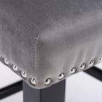 A&A Furniture,Contemporary Velvet Upholstered Wing-Back Barstools with Button Tufted Decoration and Wooden Legs, and Chrome Nailhead Trim, Leisure Style Bar Chairs,Bar stools, Set of 2 (Gray),SW1824GY - Grand Goldman Shop