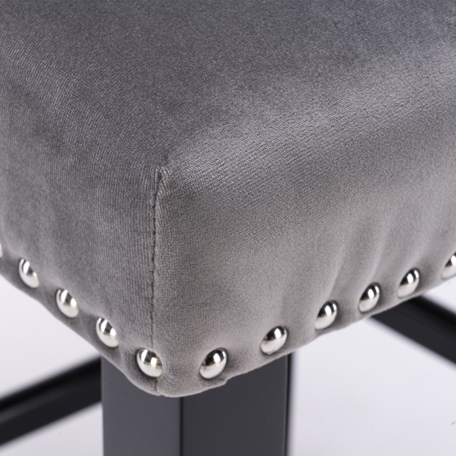 A&A Furniture,Contemporary Velvet Upholstered Wing-Back Barstools with Button Tufted Decoration and Wooden Legs, and Chrome Nailhead Trim, Leisure Style Bar Chairs,Bar stools, Set of 2 (Gray),SW1824GY - Grand Goldman Shop