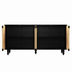 Accent Natural Sideboard Buffet Cabinet Storage Wood TV Stand in Wire-Brushed and Seagrass Doors Sideboard, for Hallway, Entryway or Dining Room - Grand Goldman Shop