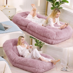[NEW ARRIVED] [VIDEO PROVIDED] Human Dog Bed,Lazy Sofa,5-Position Adjustable Convertible,Floor Gaming Chair,bedroom, living room,Suitable for gaming, meditation,relaxation,Plush Fabric,Pink - Grand Goldman Shop