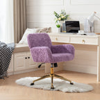 A&A Furniture Home Office Chair Violet Velvet with Golden Metal Base Adjustable Swivel - Grand Goldman