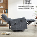 Blue Heat Massage Manual Recliner Chair with Rocker and Swivel in Fabric for Living Room - Grand Goldman Shop