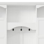 ON-TREND Modern All-in-One Hall Tree with Adjustable Shelves, Classic Arched Farmhouse Storage Bench with Dual Side Cabinets, Elegant Entryway Organizer with 7 Hooks for Mudroom, Hallway, White - Grand Goldman Shop