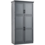 [Assembly Video Provided] TOPMAX 35.5x17.6x70.9inch Freestanding Kitchen Pantry Cabinet, Tall Storage Cabinet with 4 Doors, 2 Door Shelves, 8 Pull-out Trays and Adjustable Shelf for Dining Room, Gray - Grand Goldman Shop