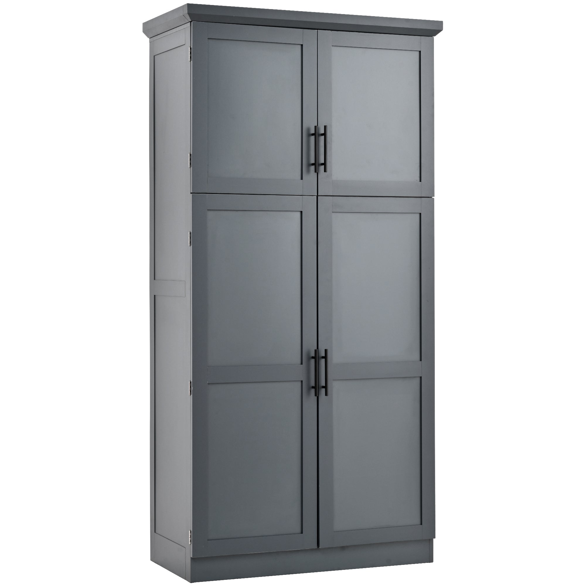 [Assembly Video Provided] TOPMAX 35.5x17.6x70.9inch Freestanding Kitchen Pantry Cabinet, Tall Storage Cabinet with 4 Doors, 2 Door Shelves, 8 Pull-out Trays and Adjustable Shelf for Dining Room, Gray - Grand Goldman Shop