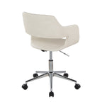 Contemporary Task Chair in Chrome Metal and Cream Faux Leather | Premium Home Decor - Grand Goldman