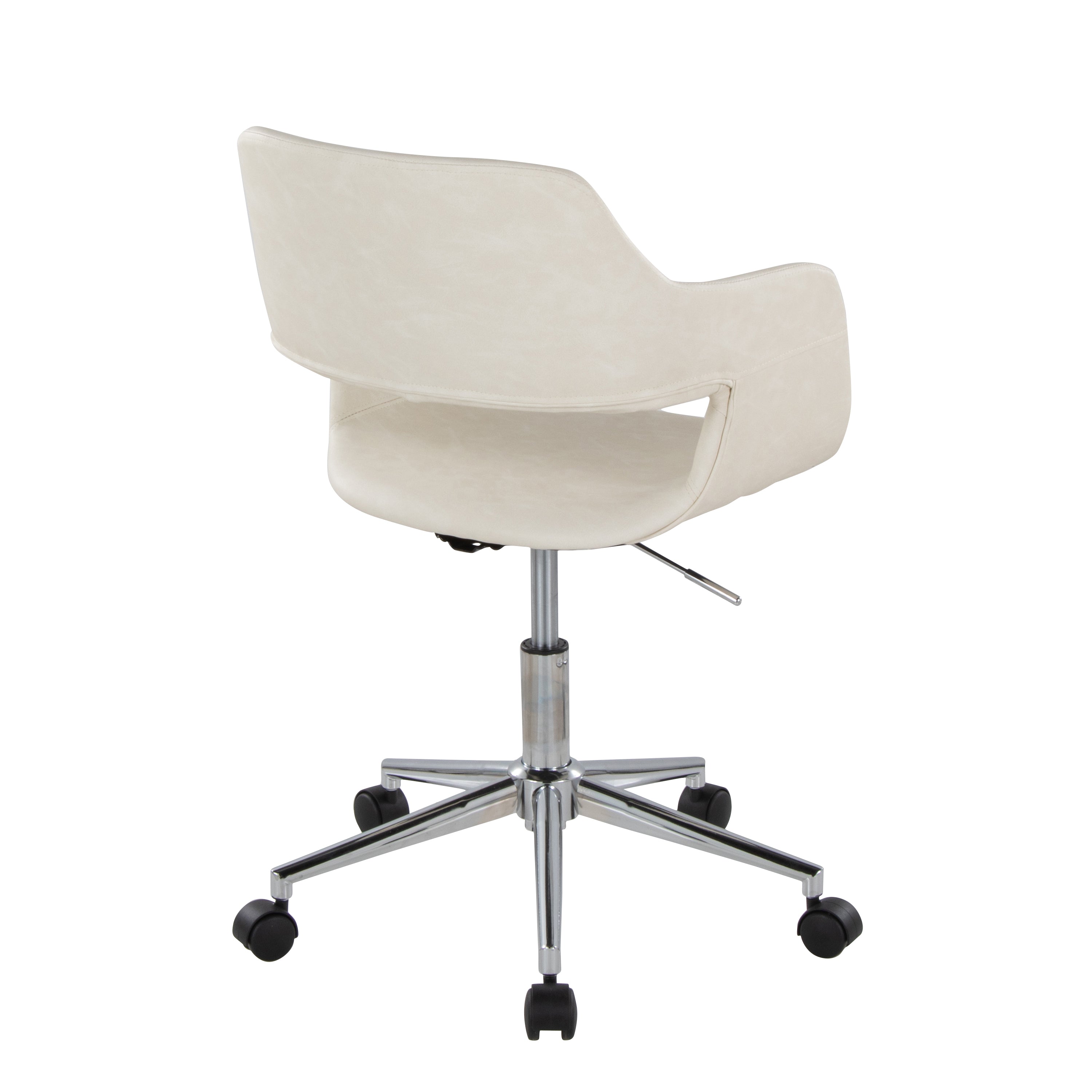 Contemporary Task Chair in Chrome Metal and Cream Faux Leather | Premium Home Decor - Grand Goldman