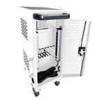 Stylish 16 Bay Mobile School Charging Cart Station for Chromebook, Tablet and Laptop Computer with Power Strip Included - Whi
