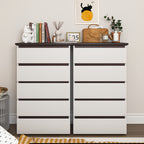 5 Drawer Dresser for Bedroom,  Modern Closet Dressers Chest of Drawers, White & Walnut color Storage Dresser Chest Cabinet Organizer Unit - Grand Goldman Shop