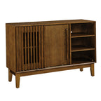 47.3' Sideboard Buffet Cabinet with Storage, Farmhouse Fluted Sideboard with 2 Doors & Solid Wood Feet, TV Media Console, Storage Cabinet for Kitchen Dining Living Room Entryway Hallway, Walnut - Grand Goldman Shop