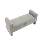 Modern Teddy Upholstered Storage Bench with Arms and Comfy Teddy Fabric in Grey - Grand Goldman Shop
