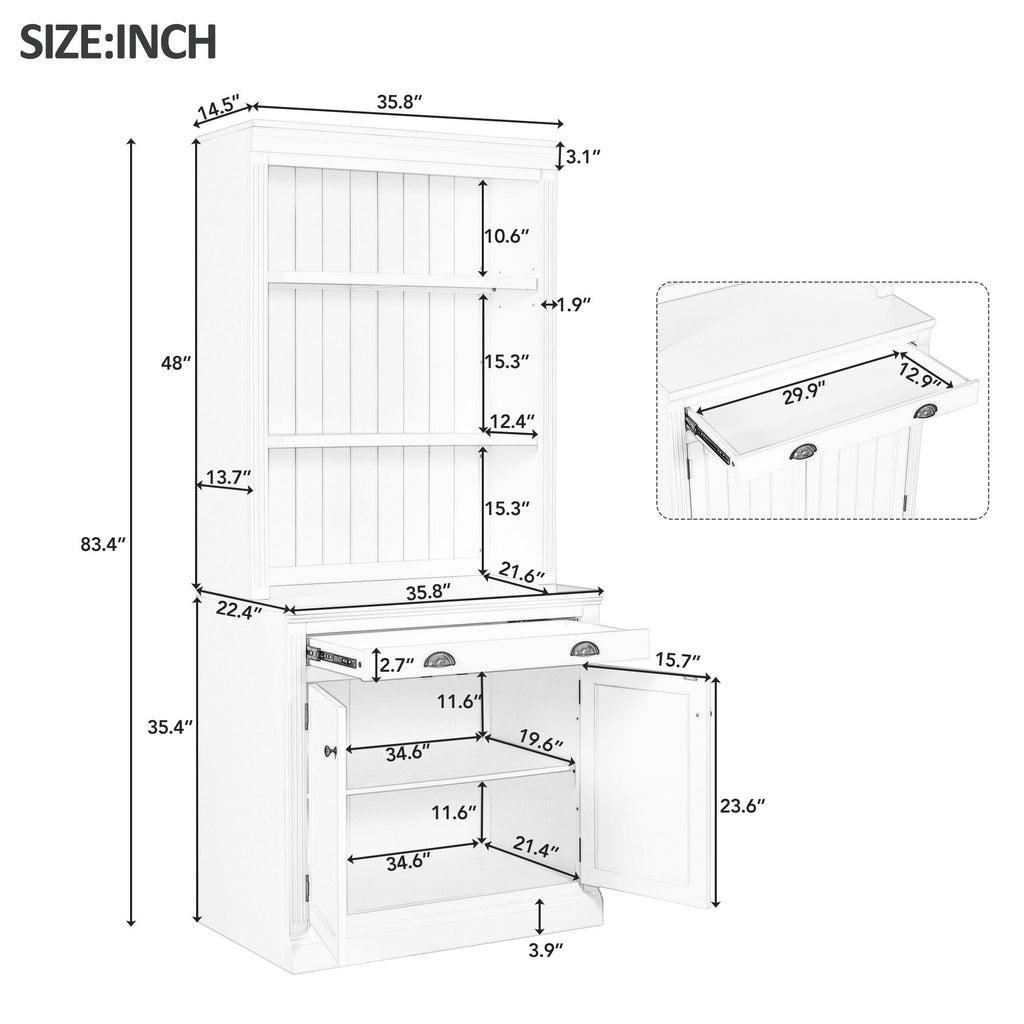 83.4'Tall Bookshelf with 3 pieces LED Lighting, Modern Bookcase with 2 Doors and 1 Drawer,Storage Bookcase with Open Shelves for Living Room,Home Office,White - Grand Goldman Shop