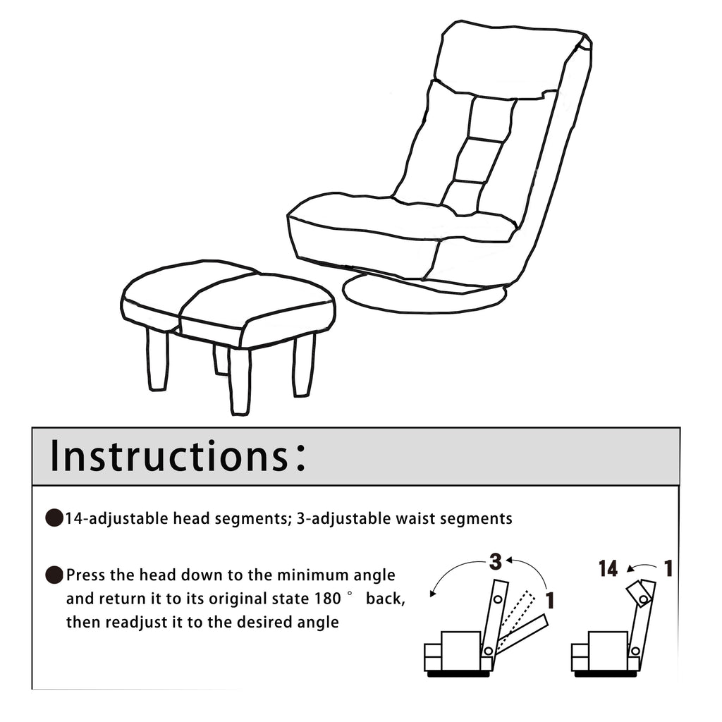 Navy Adjustable Japanese Reclining Floor Chair Sofa with Metal Frame for Living Room & Balcony - Grand Goldman Shop