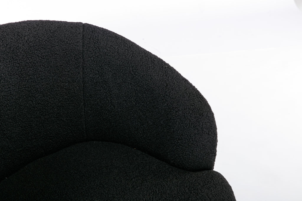 Teddy Fabric Swivel Accent Armchair Barrel Chair With Black Powder Coating Metal Ring,Black - Grand Goldman Shop