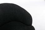 Teddy Fabric Swivel Accent Armchair Barrel Chair With Black Powder Coating Metal Ring,Black - Grand Goldman Shop