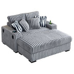 61.42Inch Square Arm Loveseat With Ottoman, 2PCS Back Cushions and 4PCS Toss Pillows, Cupholder,Bluetooth Speaker,Wireless Charger,USB Ports for Living Room and Bedroom,Light Grey - Grand Goldman Shop