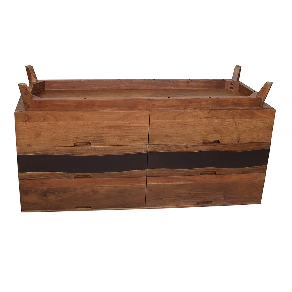 59x16.5x31' Sierra Six Drawer Sideboard, Wood Credenza/Cabinets/Chests/Nightstands - Grand Goldman Shop