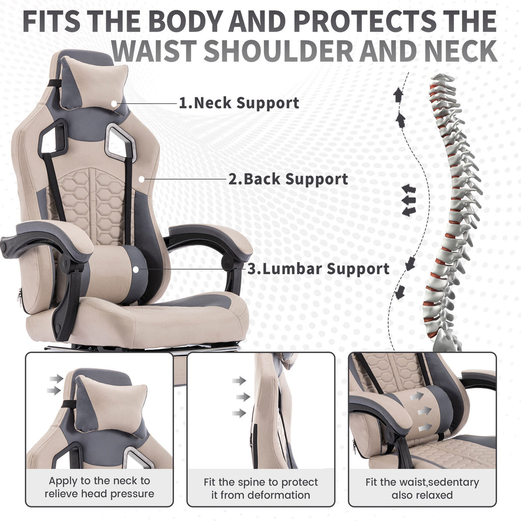 Gaming Chair with Massage,Ergonomic PC Gaming Chair with Footrest Comfortable Headrest and Lumbar Support,High Back PVC Leath
