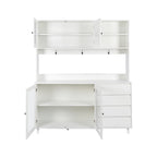 63' W Large Kitchen Hutch Cabinet, Freestanding Pantry Cabinets Storage Kitchen Cupboard with 4 Doors, 4 Drawers & Microwave Shelf, White - Grand Goldman Shop