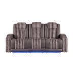 Duran Brown 3PC Power Reclining Sofa-Loveseat and Recliner with Power Headrest, LED, USB, and Bluetooth Speaker - Grand Goldman Shop