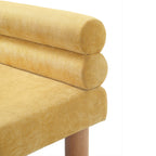 Upholstered Dining Bench, End of Bed, Entryway Bench, Ottoman for Dining Room, Bedroom, Living Room, Rubber Wood Leg 300 LBS Support, Yellow - Grand Goldman Shop