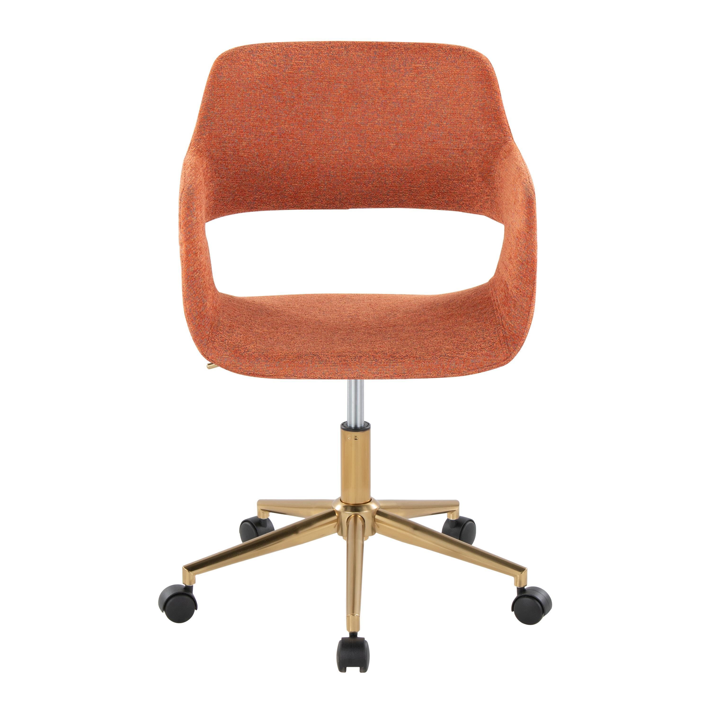 Contemporary Task Chair in Gold Metal and Orange Fabric - Grand Goldman