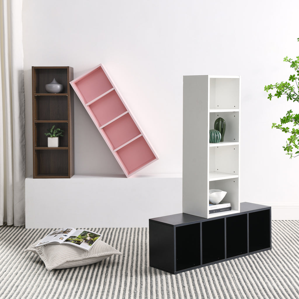 8-Tier Media Tower Rack, CD DVD Slim Storage Cabinet with Adjustable Shelves, Tall Narrow Bookcase Display Bookshelf for Home Office,Multi-functional double-decker bookcase - Grand Goldman Shop