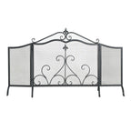Onyx 3-Panel Iron Fireplace Screen 54' x 31.5', Black Finish - Grand Goldman Shop