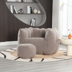 Soft Chenille Bean Bag Chair with High Resilient Foam for Living Room and Bedroom, Comfortable Square Lazy Sofa with Footstool for Adults - Grand Goldman Shop