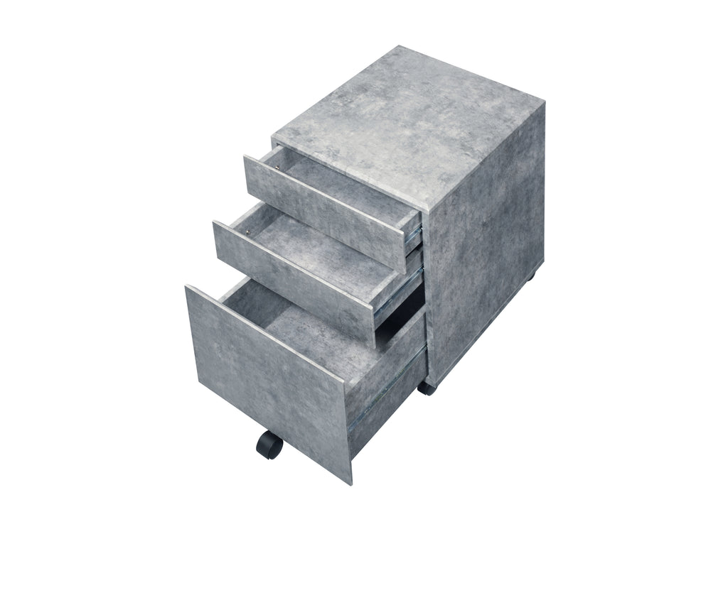 Jurgen Faux Concrete & Silver Finish File Cabinet | Premium Home Decor - Grand Goldman