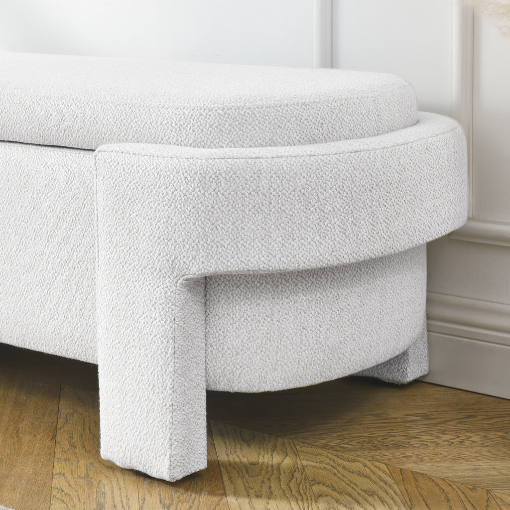 Linen Fabric Upholstered Bench with Large Storage Space for the Living Room, Entryway and Bedroom,White,( 51.5''x20.5''x17'' ) - Grand Goldman Shop