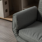 Criss Cross Chair with Adjustable Armrests & Wheels & Headrest, PU Lounge Vanity Desk Chair with Wide Seat for Cross-Legged S