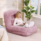 [NEW ARRIVED] [VIDEO PROVIDED] Human Dog Bed,Lazy Sofa,5-Position Adjustable Convertible,Floor Gaming Chair,bedroom, living room,Suitable for gaming, meditation,relaxation,Plush Fabric,Pink - Grand Goldman Shop