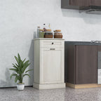 HOMCOM Kitchen Tilt Out Trash Bin Cabinet Free Standing Recycling Cabinet Trash Can Holder With Drawer, Light Gray - Grand Goldman Shop