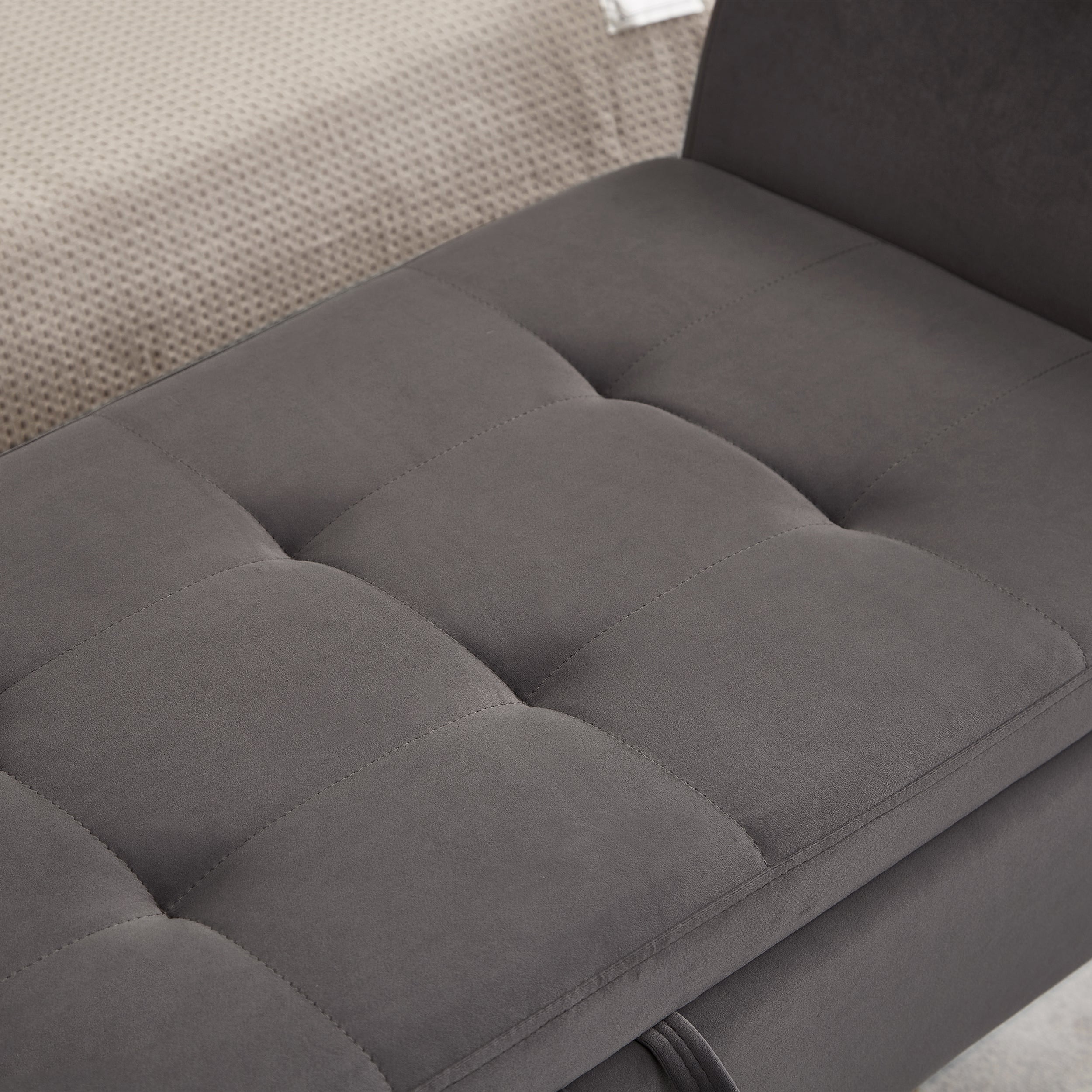 51.5' Bed Bench with Storage Grey Velvet - Grand Goldman Shop