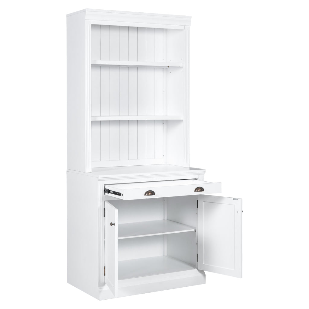 83.4'Tall Bookshelf with 3 pieces LED Lighting, Modern Bookcase with 2 Doors and 1 Drawer,Storage Bookcase with Open Shelves for Living Room,Home Office,White - Grand Goldman Shop