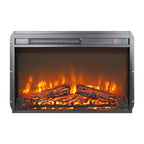 26 inch electric fireplace insert, ultra thin heater with log set & realistic flame, remote control with timer, overheating protection - Grand Goldman Shop